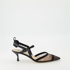 Fendi heels, Colibrì Lite FF, pointed toe shoes, black heels, designer footwear