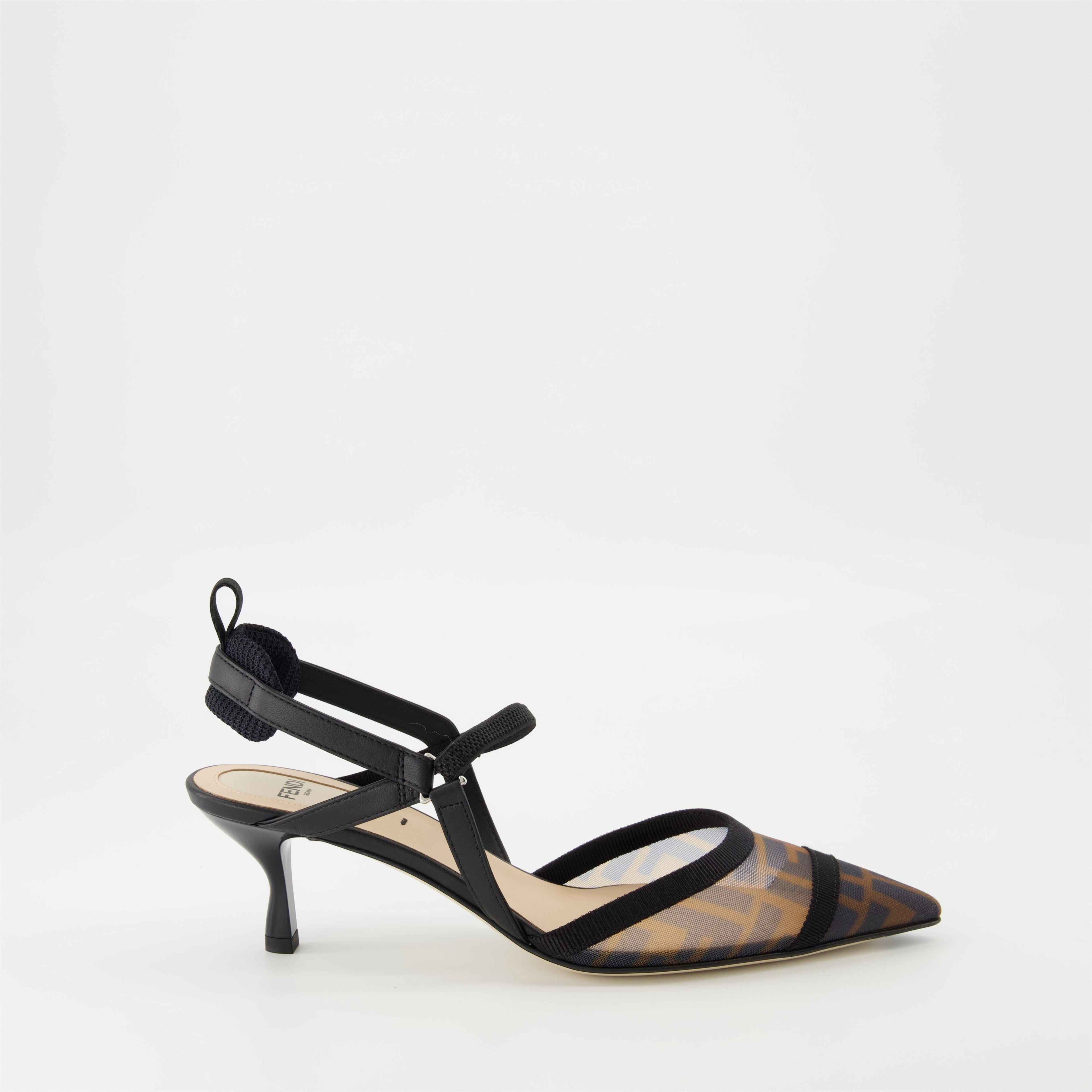 Fendi heels, Colibrì Lite FF, pointed toe shoes, black heels, designer footwear