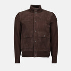 Moncler cardigan, brown wool cardigan, suede outerwear, men's cardigans, Autumn Winter fashion