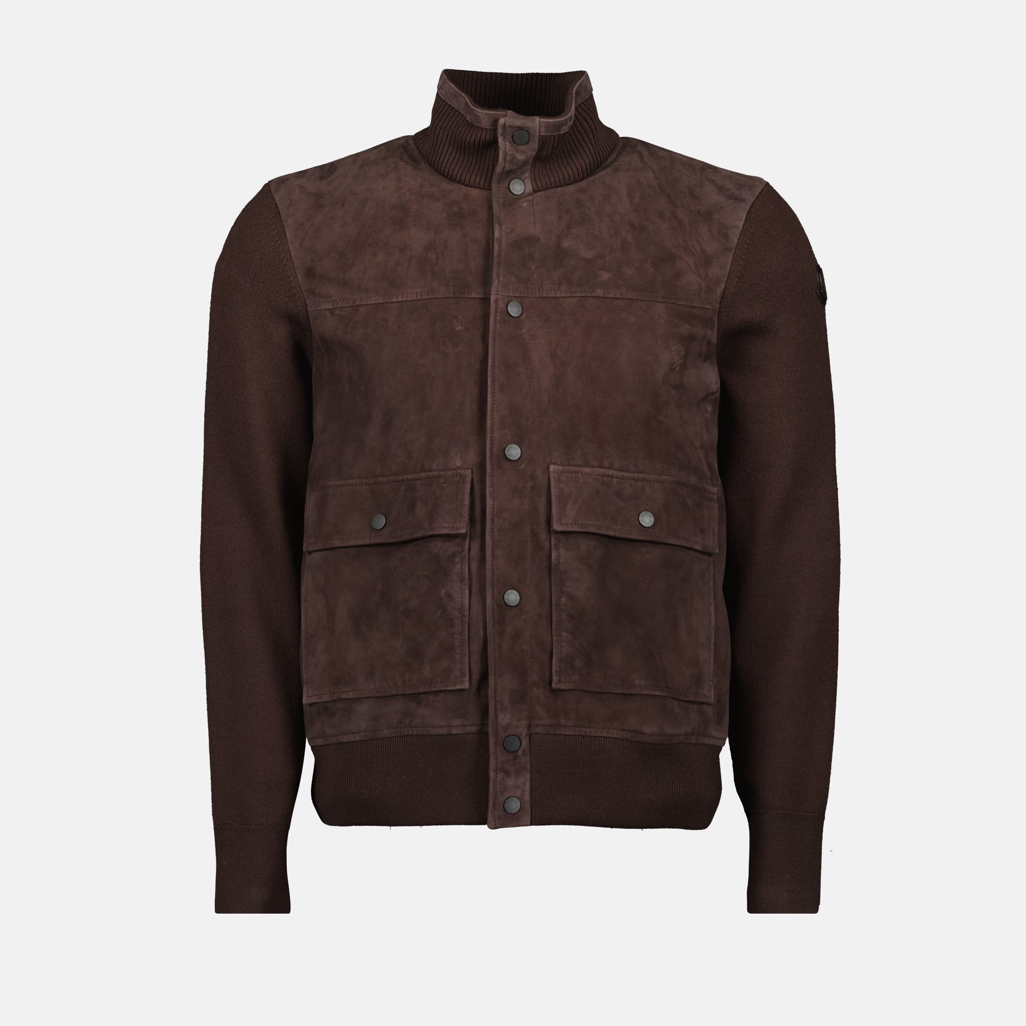 Moncler cardigan, brown wool cardigan, suede outerwear, men's cardigans, Autumn Winter fashion