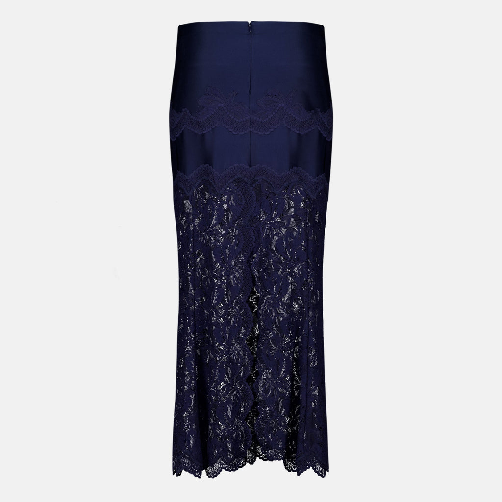 Navy Lace Midi Skirt