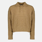 Image of Brown Wool Polo by Ami PARIS for Men - Season Autumn-Winter 2025 - Front View