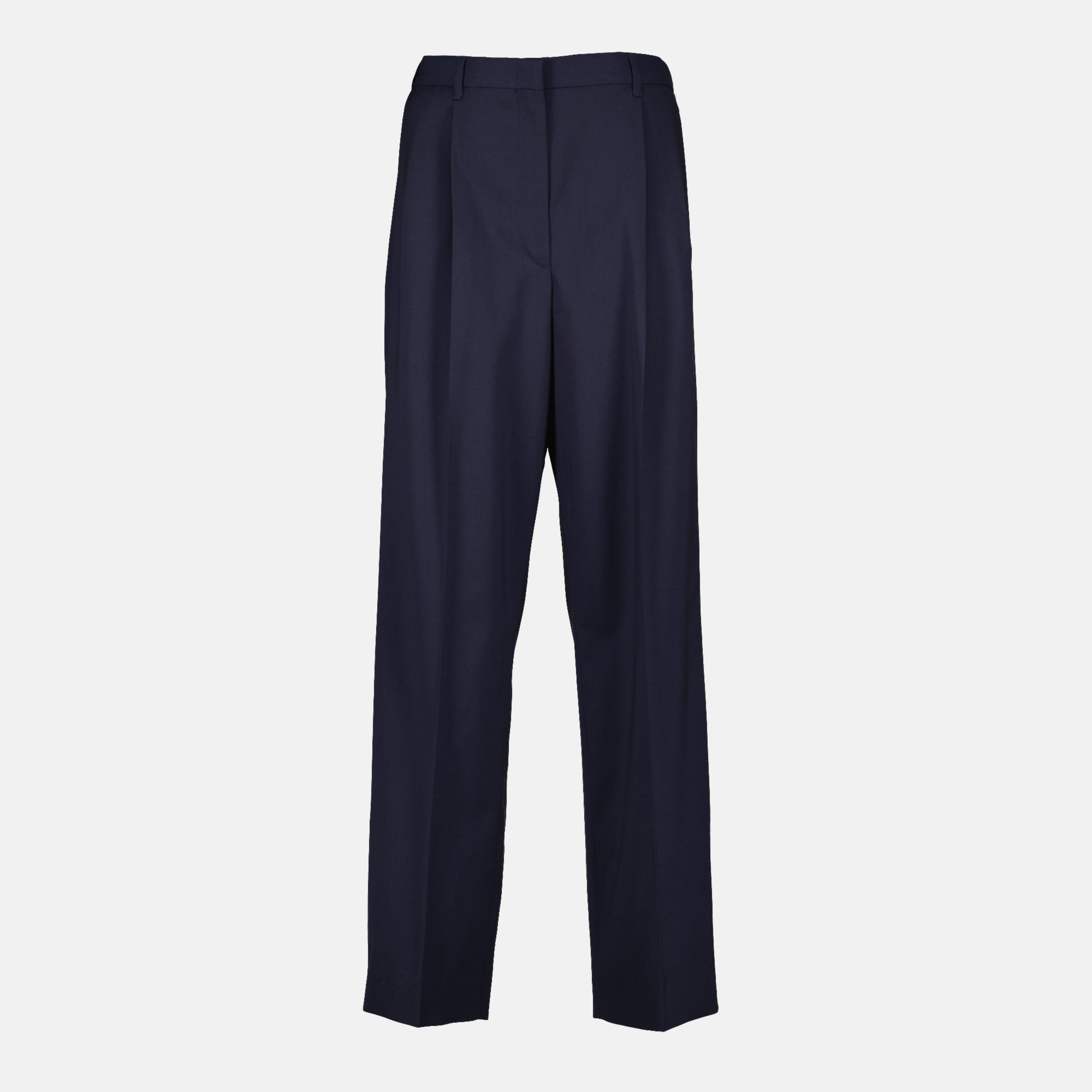 navy wool trousers, Miu Miu clothing, wide cut trousers, spring summer collection, designer fashion
