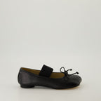 Image of Black Leather Anatomic Ballerinas by Mm6 for Women - Season Autumn-Winter 2024 - Right Side View
