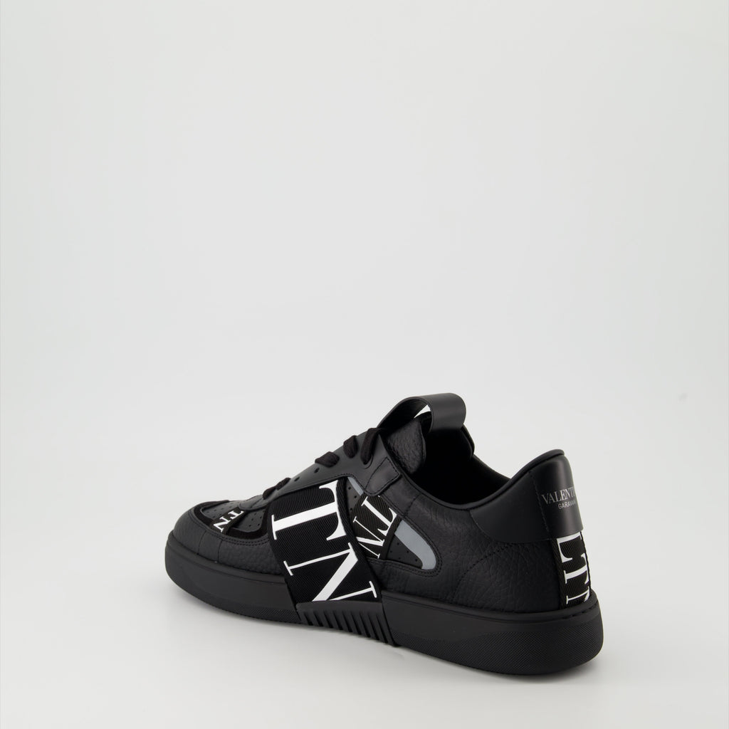 Valentino VLTN sneakers, black calf leather sneakers, two-tone design sneakers, men's luxury sneakers, designer lifestyle footwear