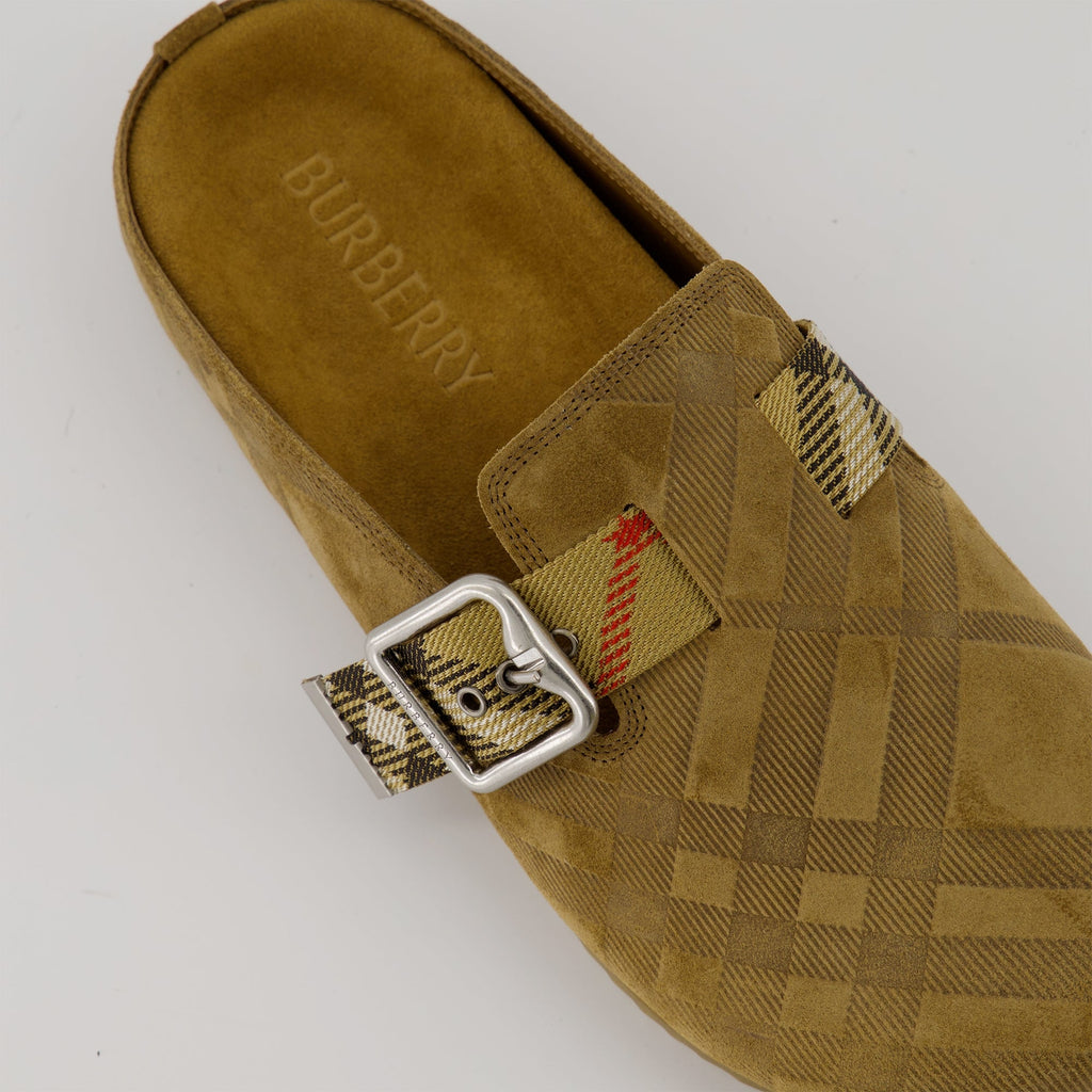 Burberry clogs, leather footwear, suede shoes, Autumn Winter collection, fashionable slip-ons