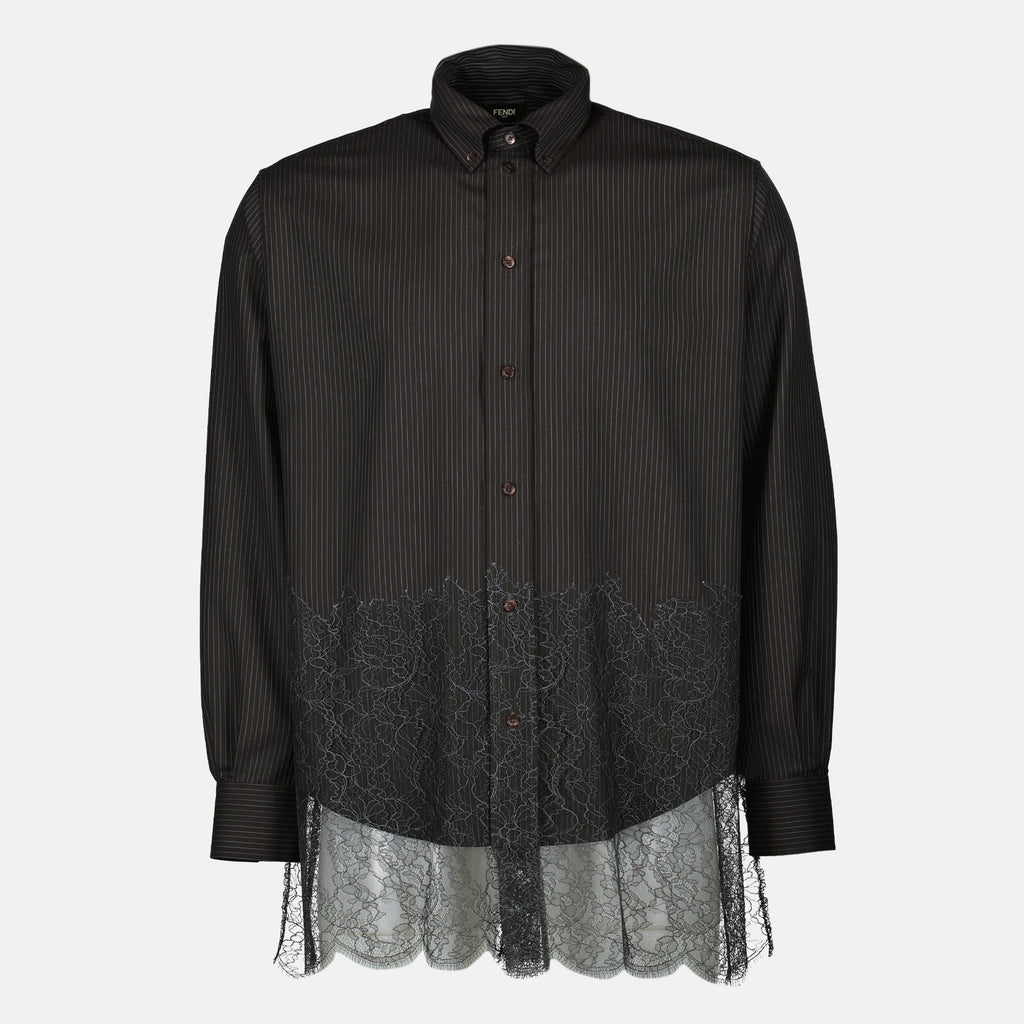 Fendi shirt, wool and lace shirt, luxury fashion, elegant shirt, designer clothing