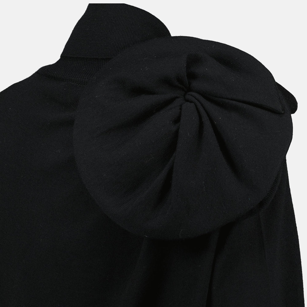 Moschino turtleneck, black sweater, wool pullover, Autumn-Winter collection, shoulder detail top