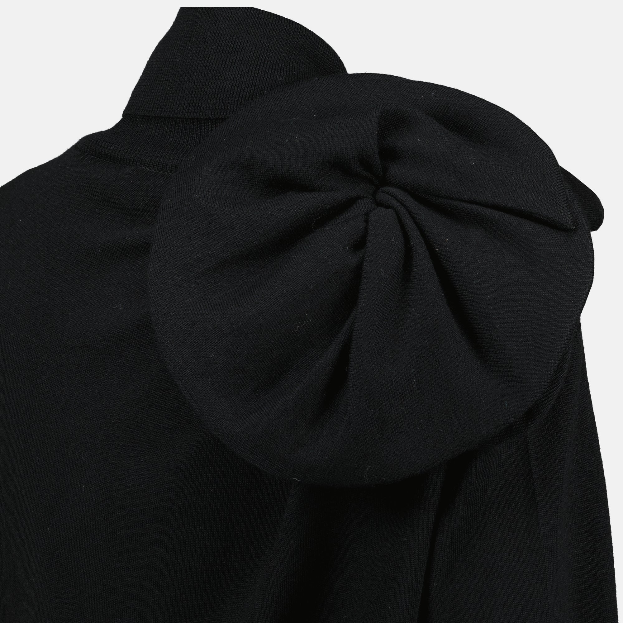 Moschino turtleneck, black sweater, wool pullover, Autumn-Winter collection, shoulder detail top