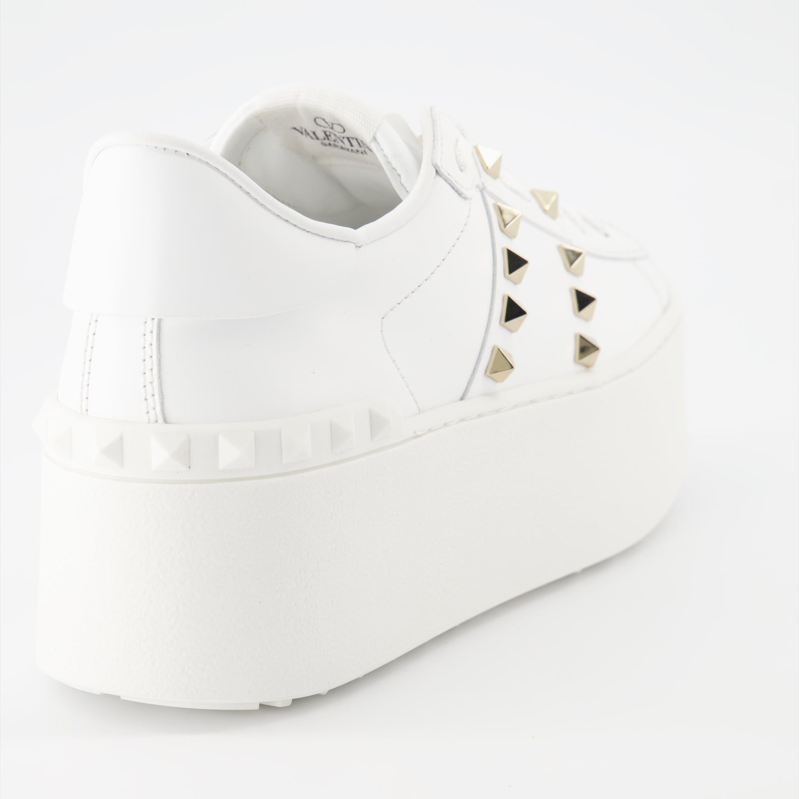 platform sneakers, Valentino Garavani, Rockstud sneakers, white sneakers, calfskin leather