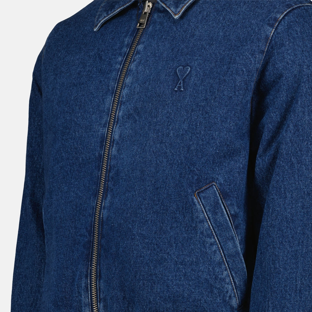 AMI Paris denim jacket, luxury men's fashion, Autumn-Winter 2024, high-end denim, classic blue jacket