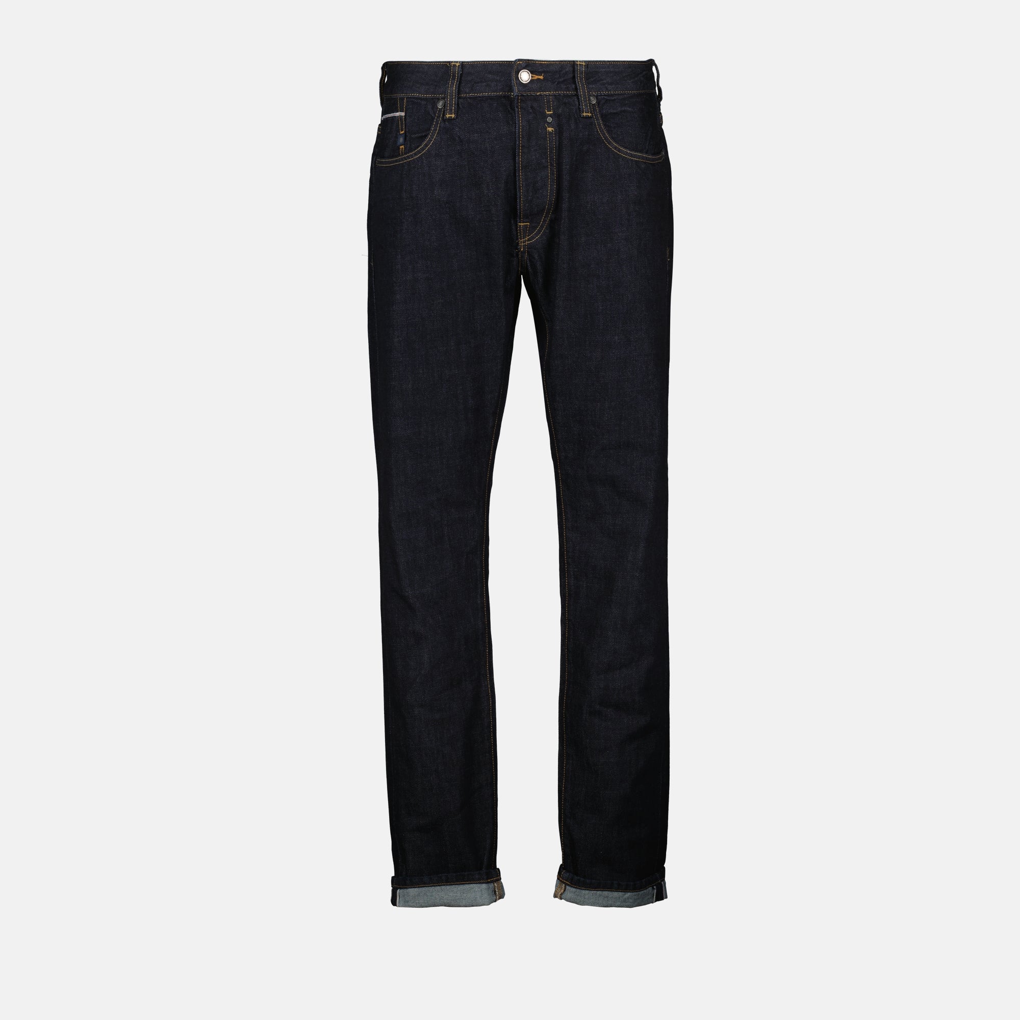 blue denim jeans, Japan Rag, straight cut jeans, five-pocket design, Spring-Summer 2025