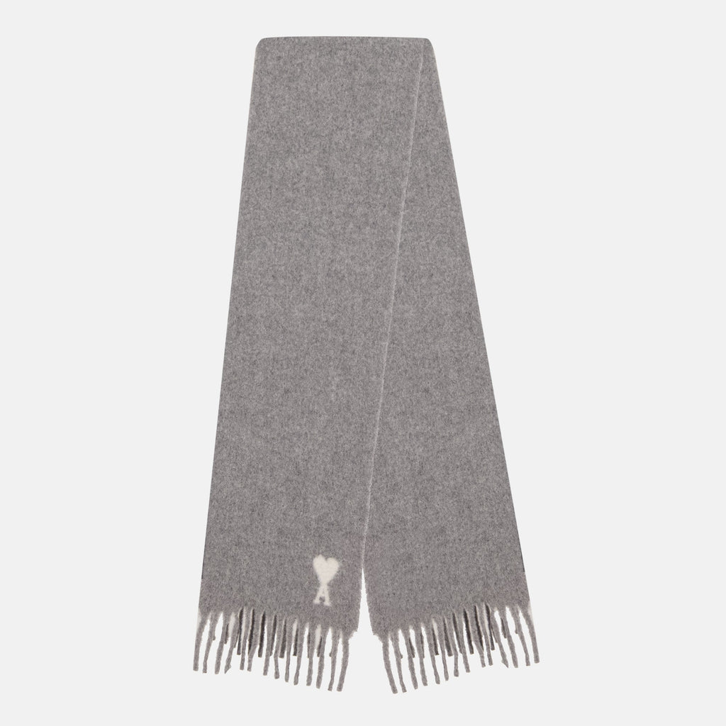ami heart scarf in grey wool we in style ami paris women 15545343017340