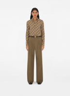 Imagen de la camisa de algodón a cuadros clásica de Burberry para mujeres - Temporada Otoño-Invierno 2024 - Vista de detalle 1