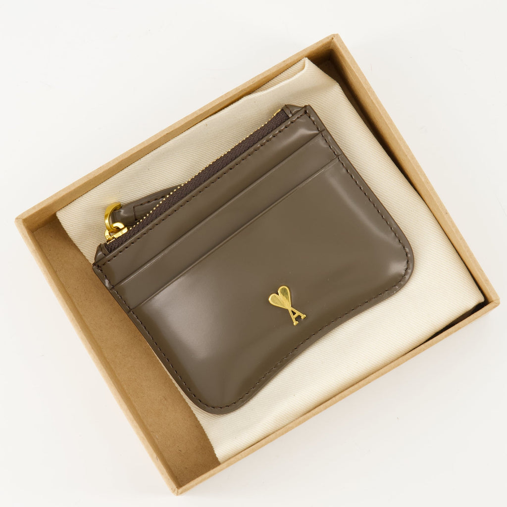 Ami Paris card holder, leather card holder, unisex accessories, square card holder, luxury accessories