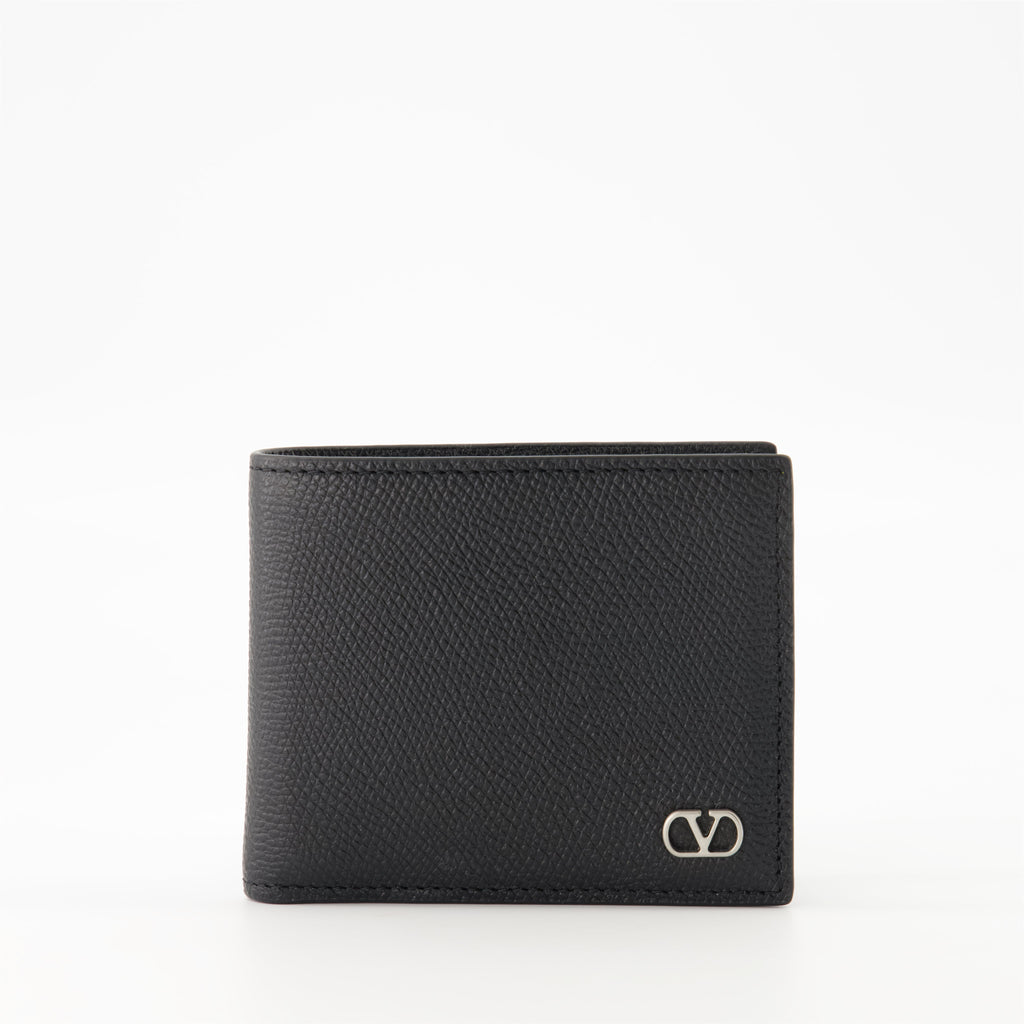 black leather wallet, VLogo wallet, Valentino Garavani, men’s accessories, luxury wallet