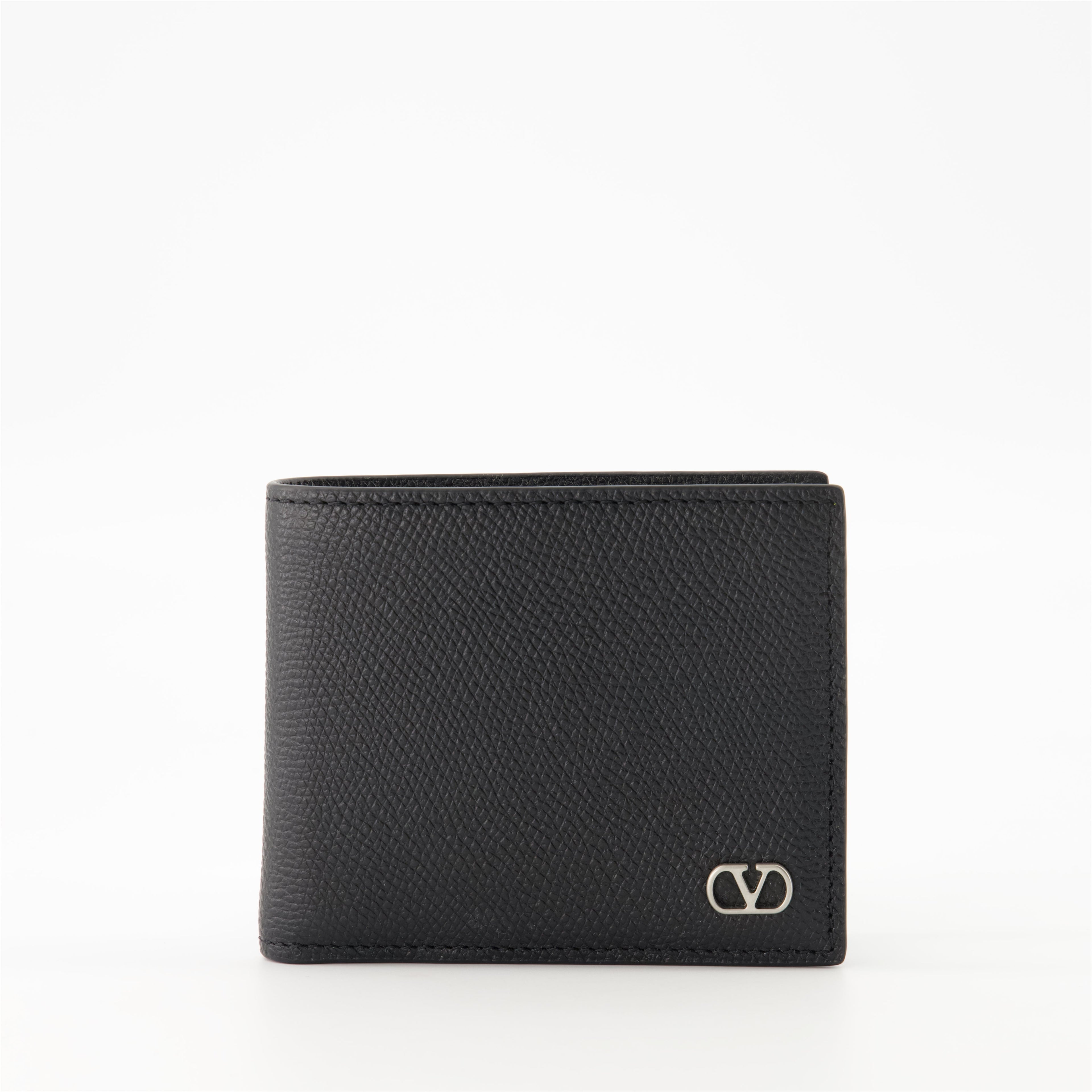 black leather wallet, VLogo wallet, Valentino Garavani, men’s accessories, luxury wallet