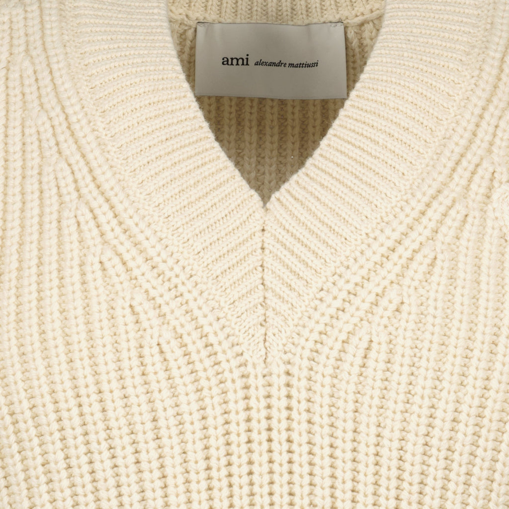 Image of de Coeur Beige Sleeveless Sweater by Ami PARIS for Unisex - Season Spring-Summer 2026 - Detail View 2