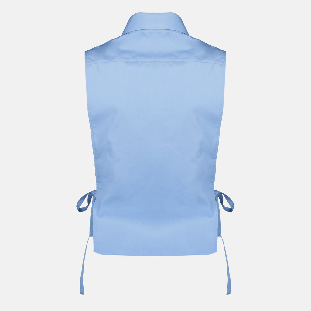 Blaue Popeline-Bluse