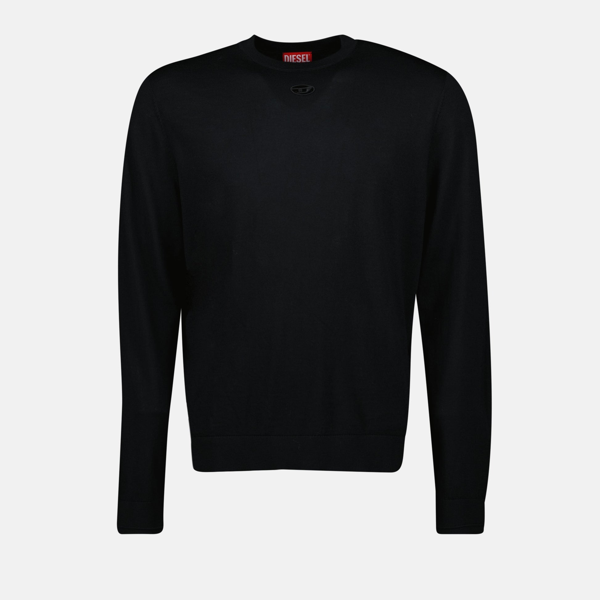 K-Valiam sweater, Diesel knitwear, slim fit wool sweater, spring-summer 2025, black designer sweater