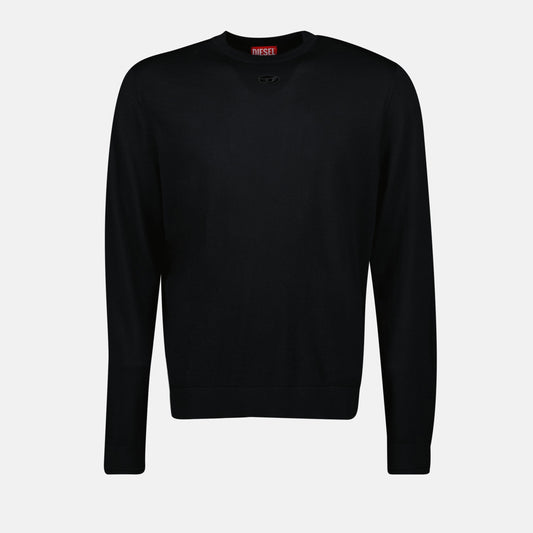 K-Valiam sweater, Diesel knitwear, slim fit wool sweater, spring-summer 2025, black designer sweater