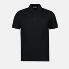 black cotton polo, Burberry polo shirt, men's classic polo, embroidered polo, summer fashion polo