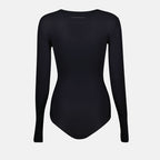 Black bodysuit, Long-sleeve bodysuit, MM6 collection, Lycra bodysuit, Elegant bodysuit