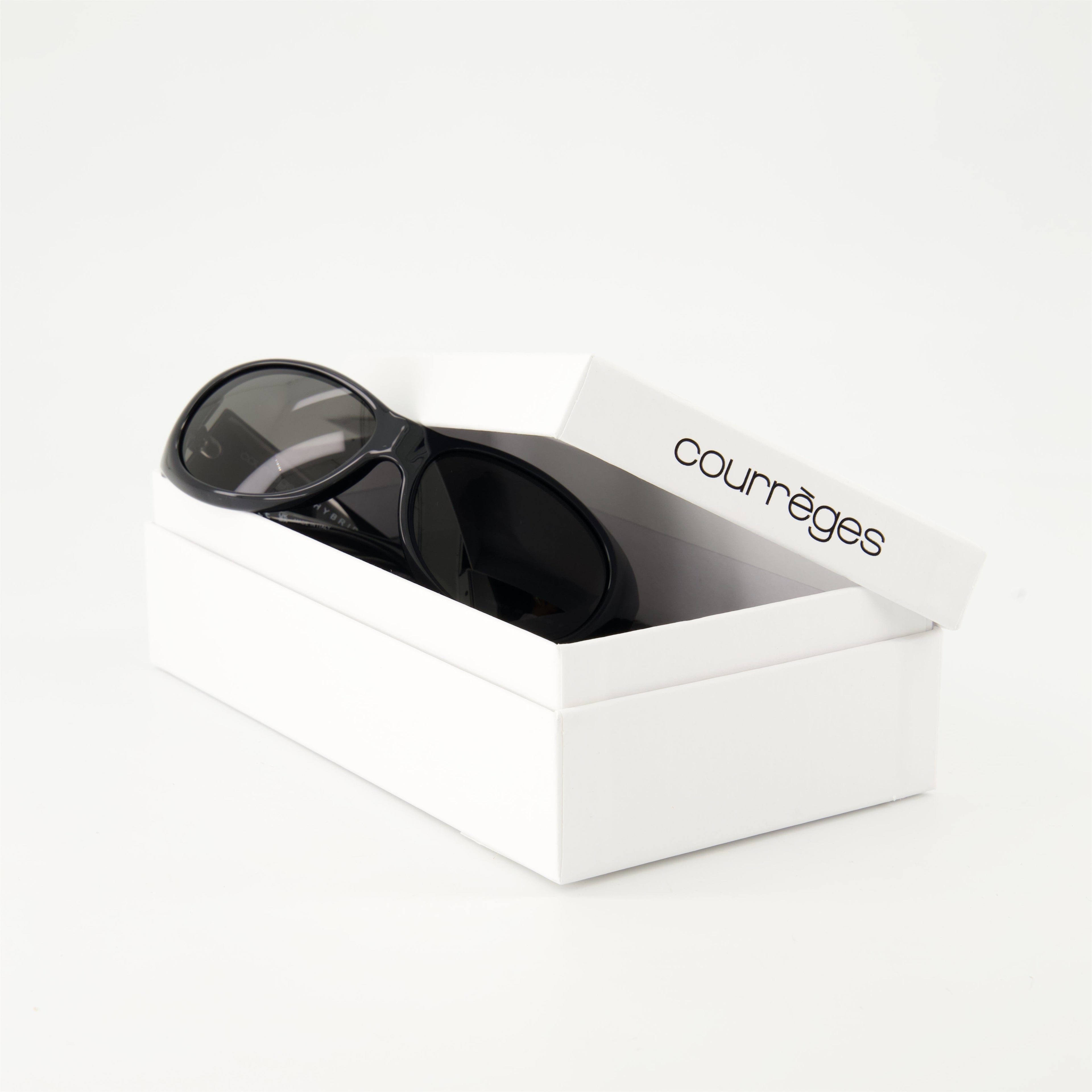 black sunglasses, Courrèges Hybrid 01, luxury eyewear, Autumn-Winter 2024, acetate sunglasses