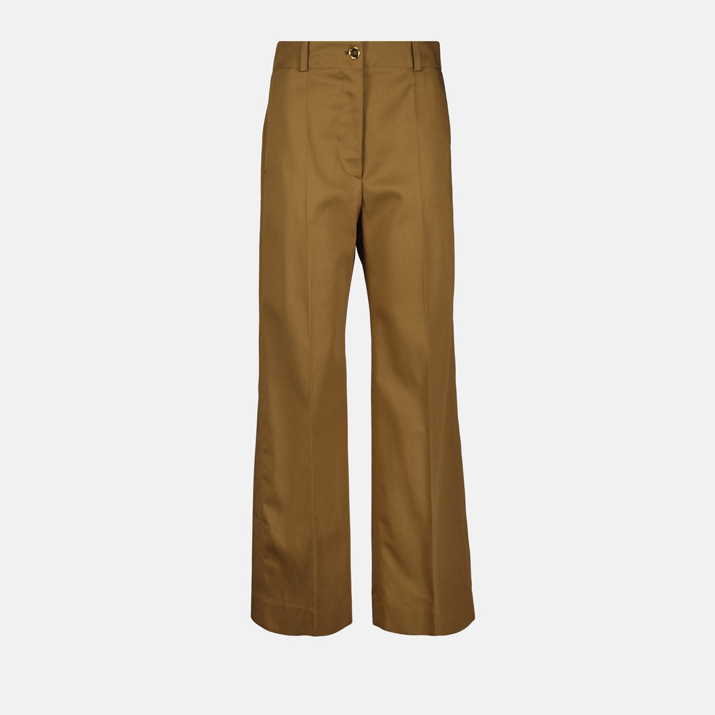 brown wide-leg trousers, Patou trousers, Fall-Winter 2025 collection, cotton trousers, fashion trousers