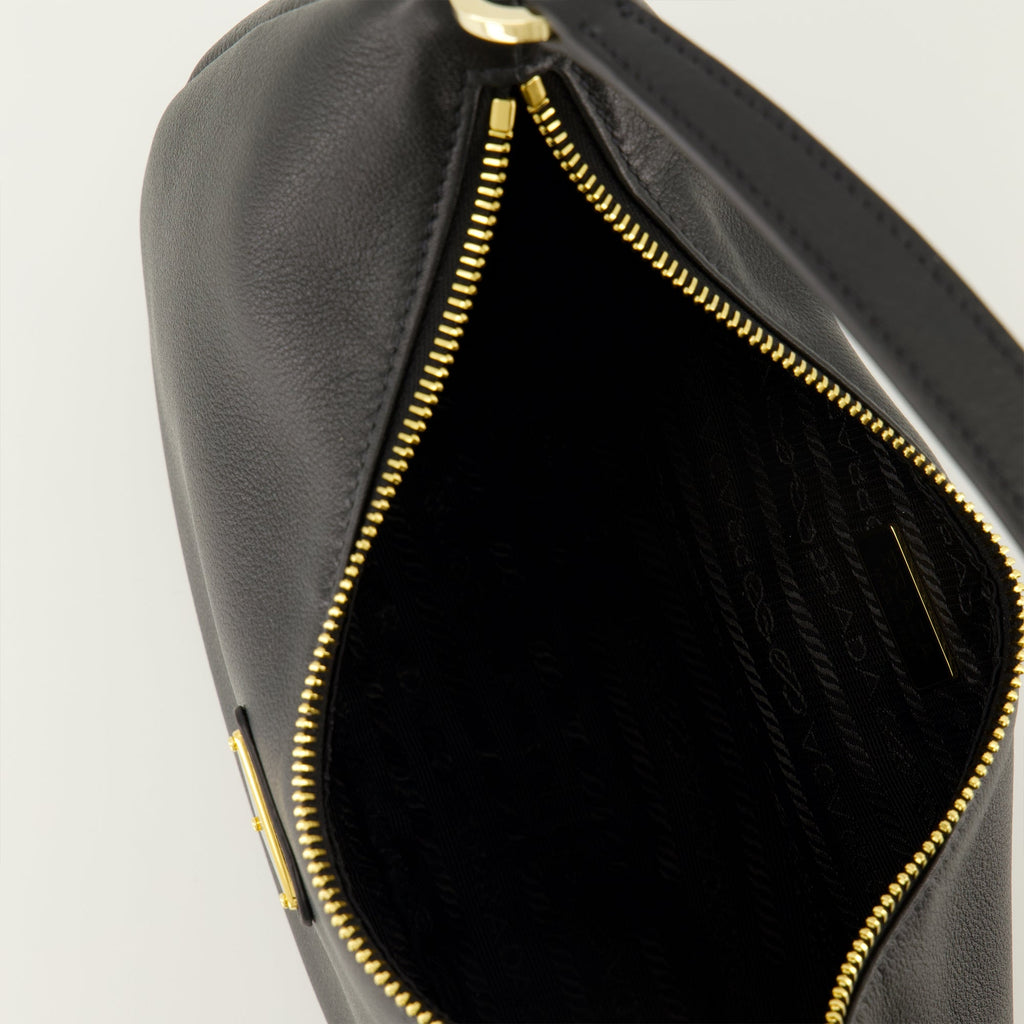 Prada bag, black leather drawstring, Spring Summer 2026, luxury accessories, calfskin