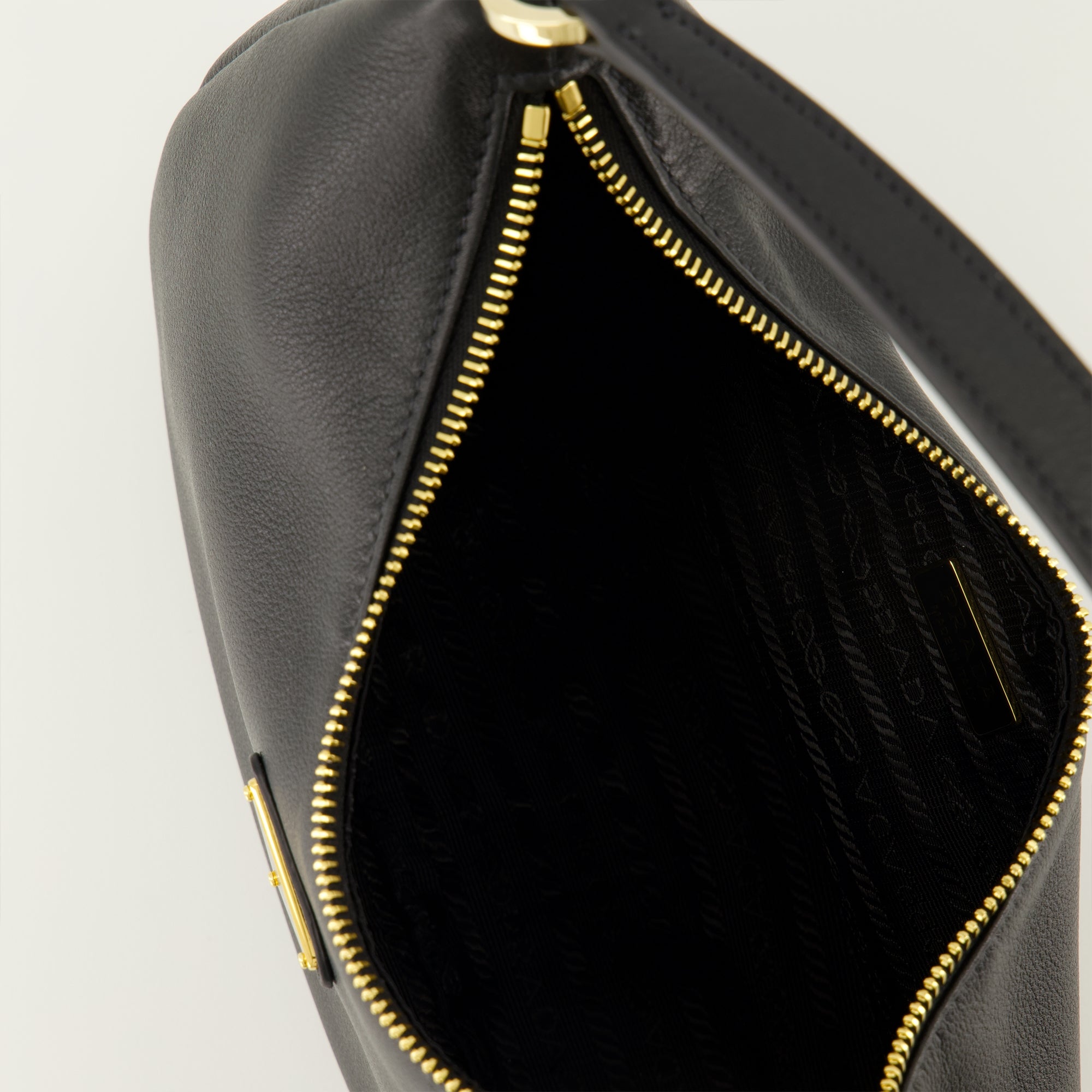 Prada bag, black leather drawstring, Spring Summer 2026, luxury accessories, calfskin