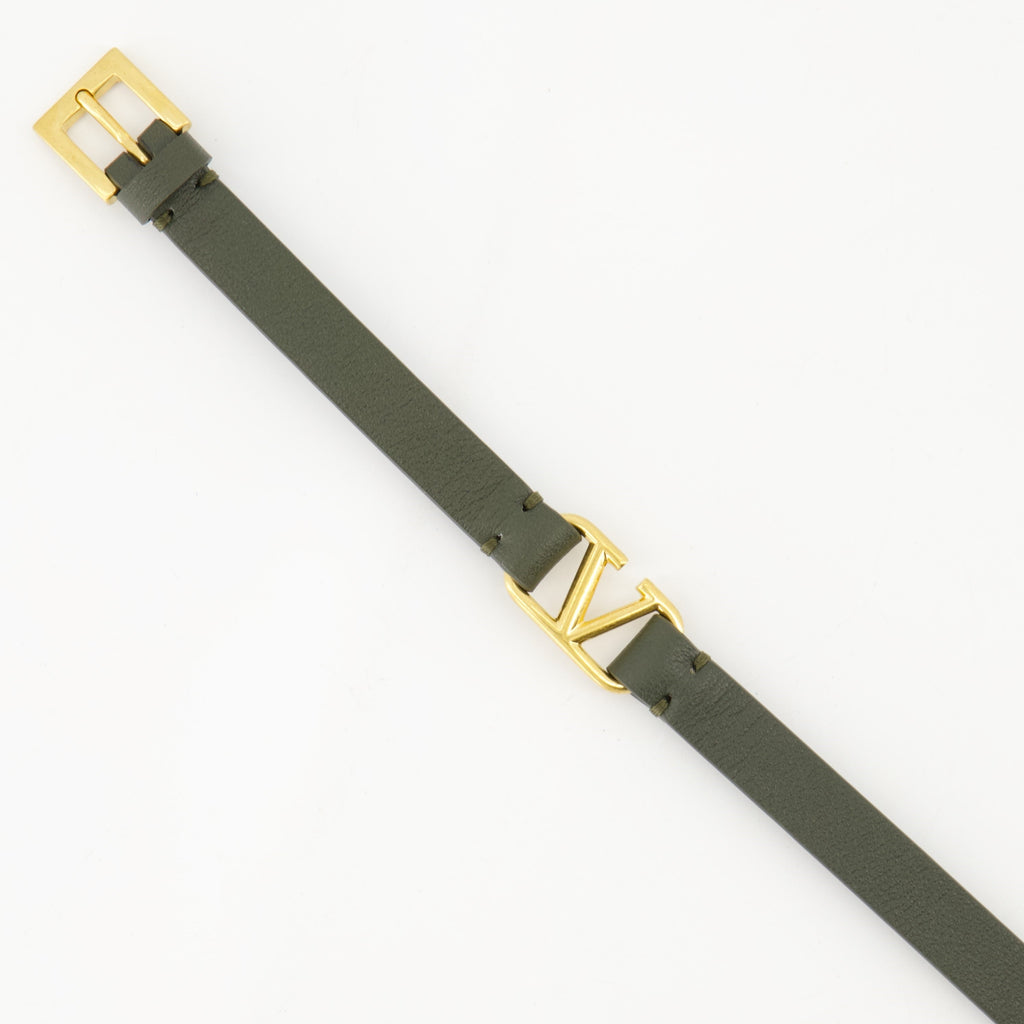 luxury bracelet, Valentino Garavani, leather bracelet, VLogo, khaki green accessories