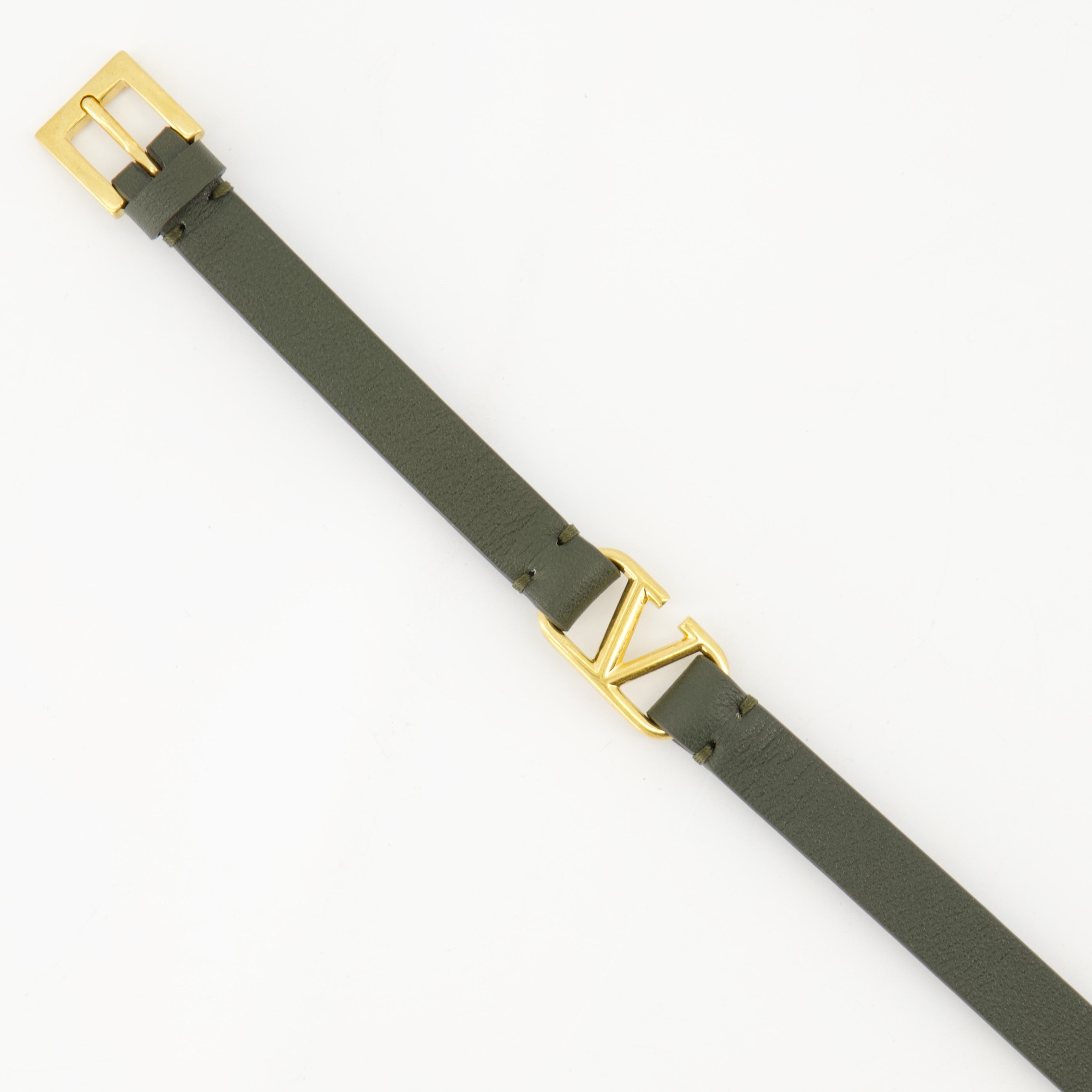luxury bracelet, Valentino Garavani, leather bracelet, VLogo, khaki green accessories