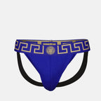 Medusa Greca, blue jockstrap, Versace underwear, Fall-Winter 2024, cotton elastane blend