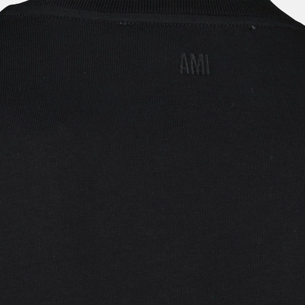 Image of Black Cotton T-Shirt by Ami PARIS for Unisex - Season Spring-Summer 2026 - Product detail view 3