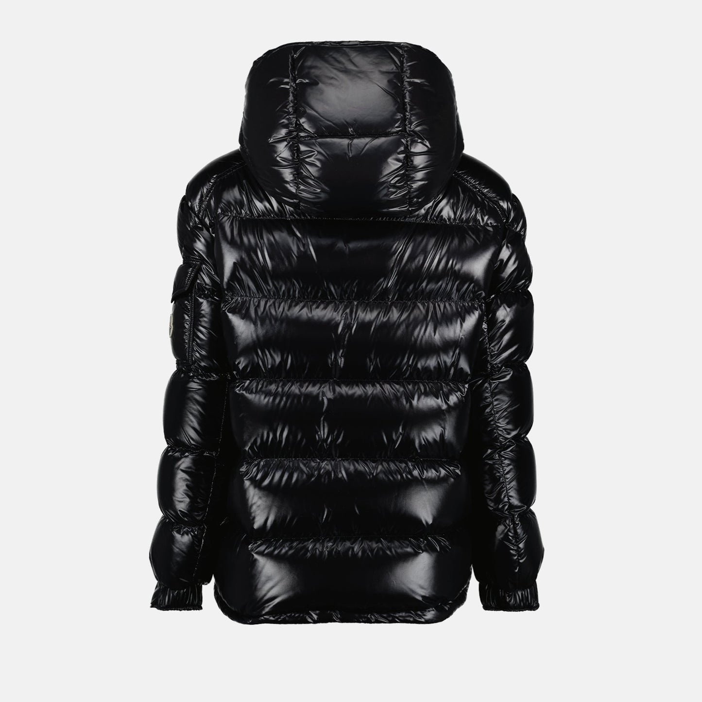 Moncler jacket, nylon puffer jacket, luxury outerwear, winter fashion, high collar jacket