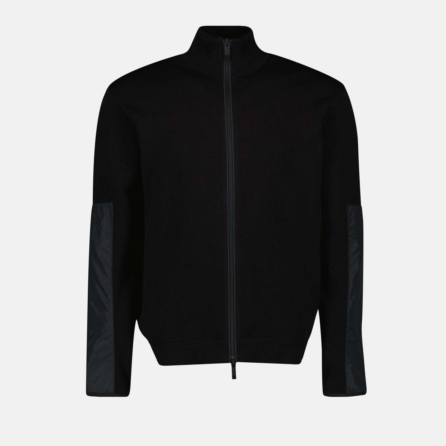 Black cotton jacket, Zip jacket, Nylon accents, Autumn-Winter 2024, Modern fit