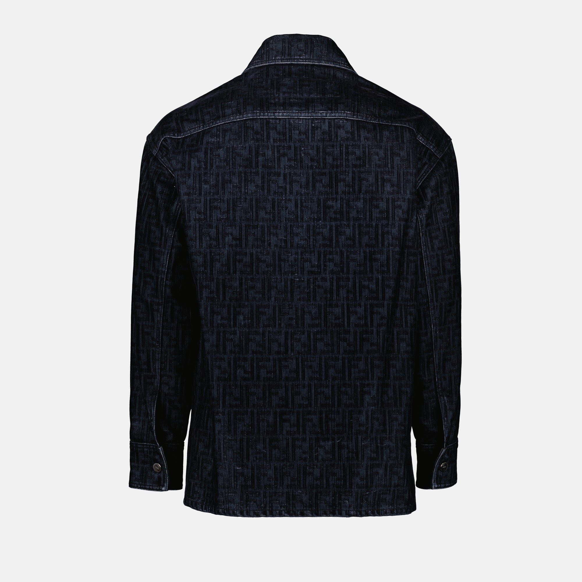 fendi men's dress shirt Shirt Blue FF silk shirt