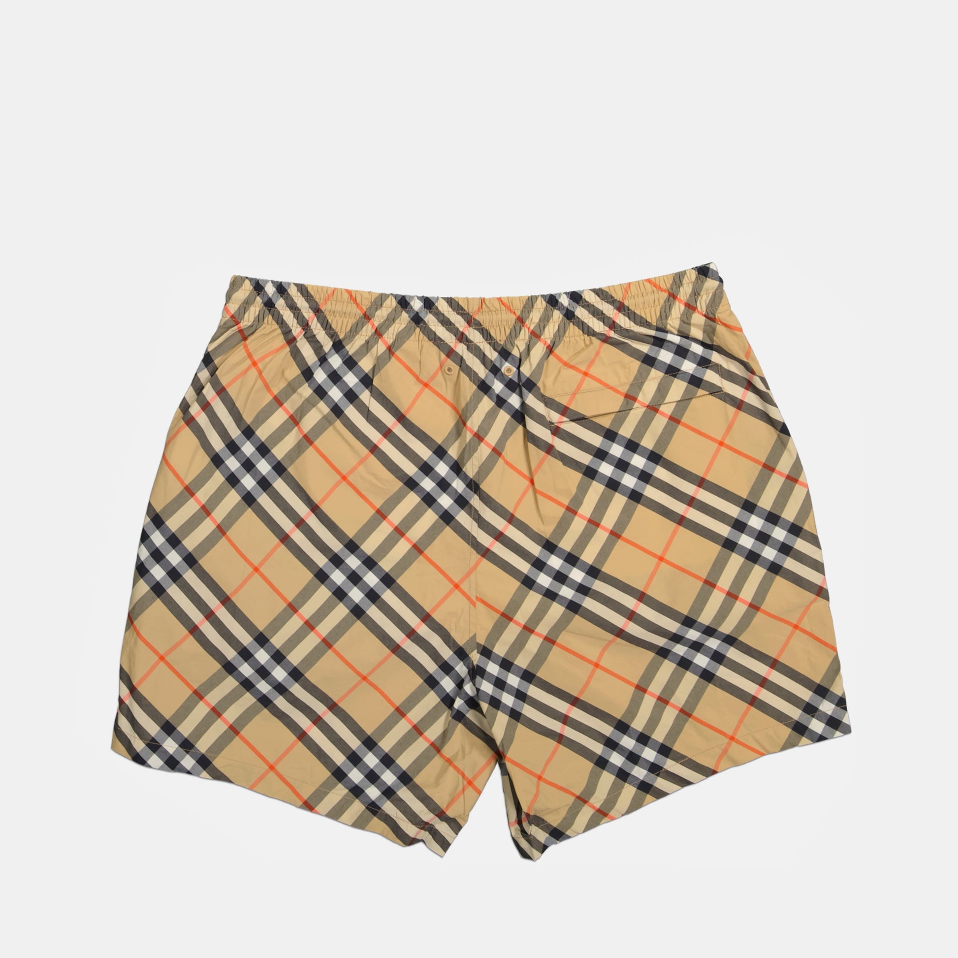 swim shorts, Burberry, checkered swimwear, vintage print shorts, nylon swim shorts