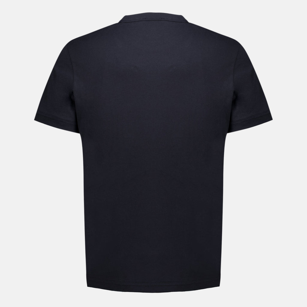 Camiseta azul marino de cuero con logotipo