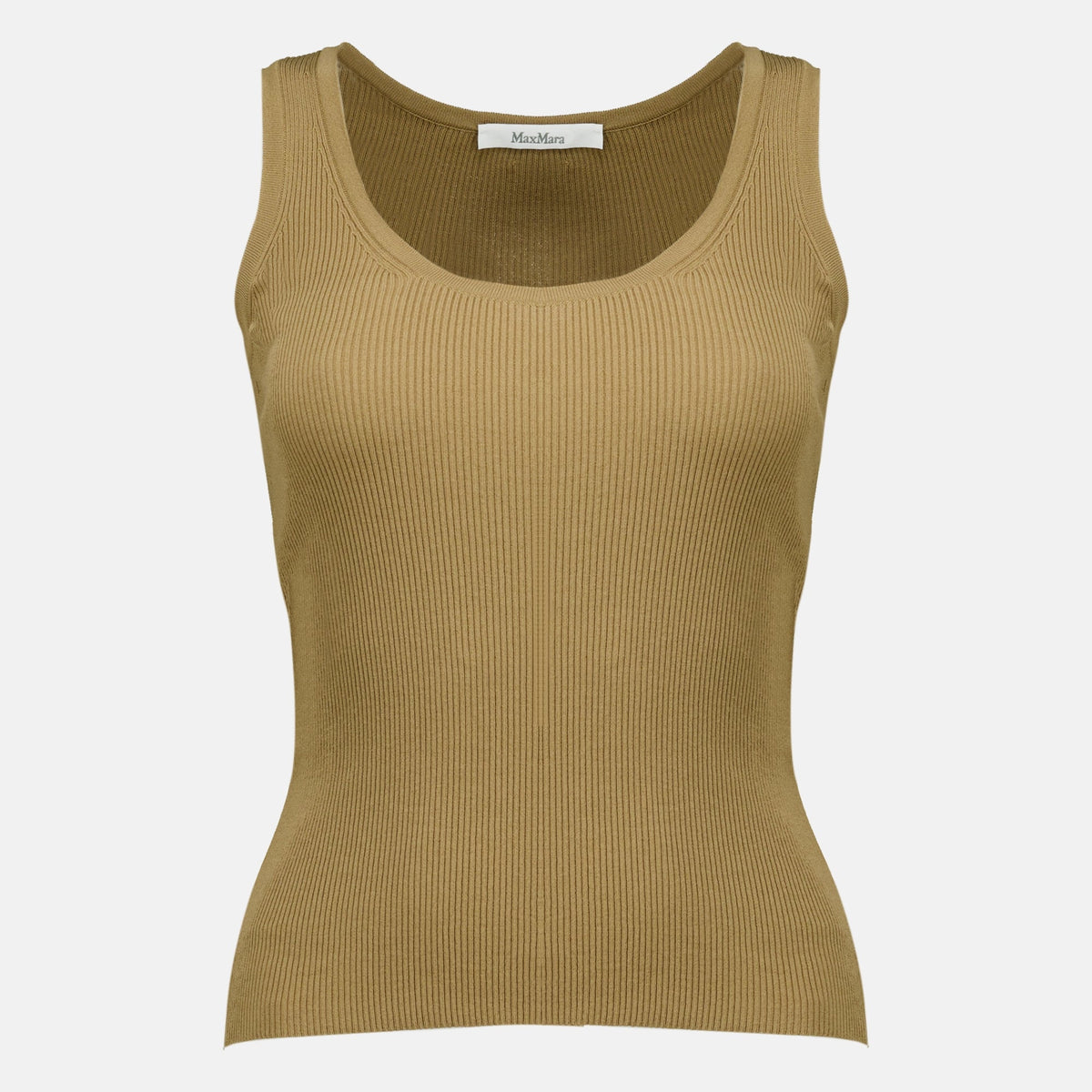 Beige Ribbed Viscose Crepe Top