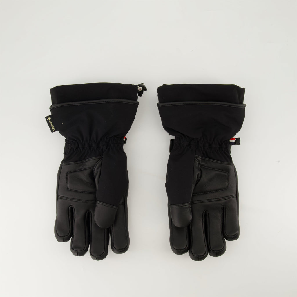 ski gloves, leather gloves, Moncler Grenoble, winter accessories, black gloves