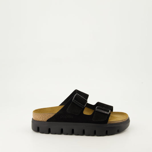 black platform sandals, suede sandals, open toe sandals, Fall-Winter sandals, comfortable sandals