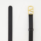Valentino belt, black leather belt, adjustable belt, gold finishes, women's accessories