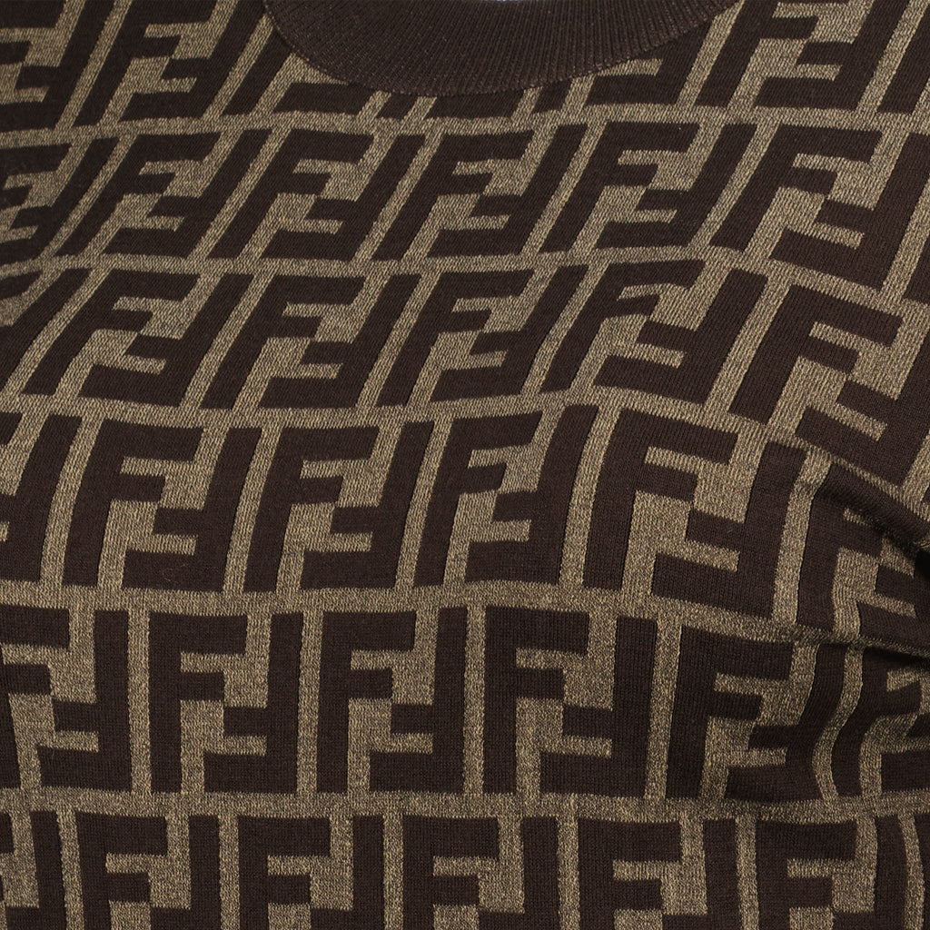 Fendi sweater, cotton crew neck, slim fit knitwear, maroon sweater, modern casual wear