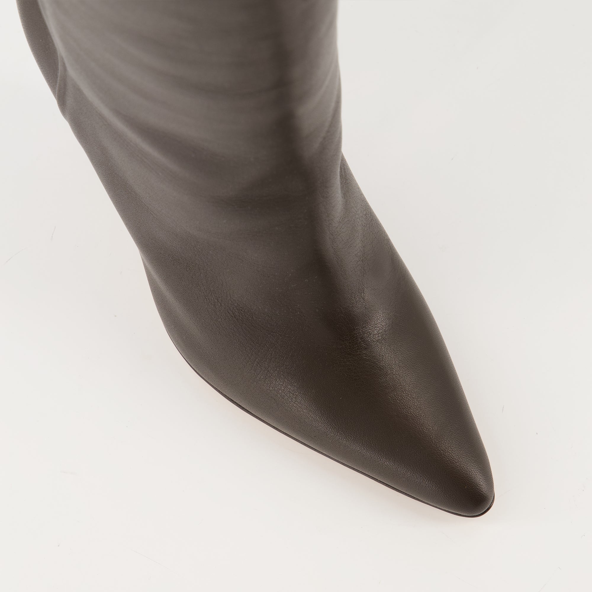 brown boots, Mm6 footwear, calf leather boots, pointed toe shoes, stiletto heel boots