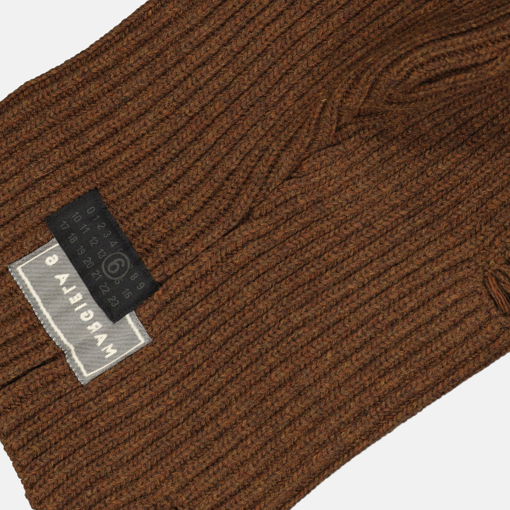 brown wool balaclava, Mm6 accessory, Autumn-Winter 2025, adjustable design, unique details