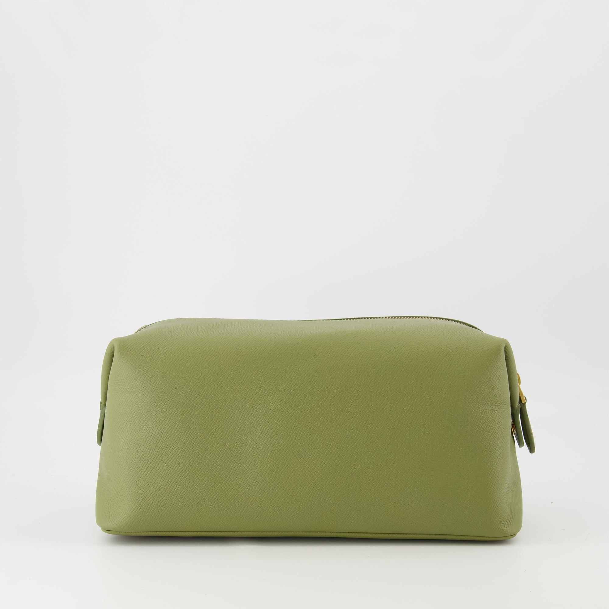 green pouch, Ami Paris pouch, unisex accessory, grained leather, stylish pouch