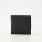 black wallet, AMI Paris, grained leather wallet, snap closure, card slots