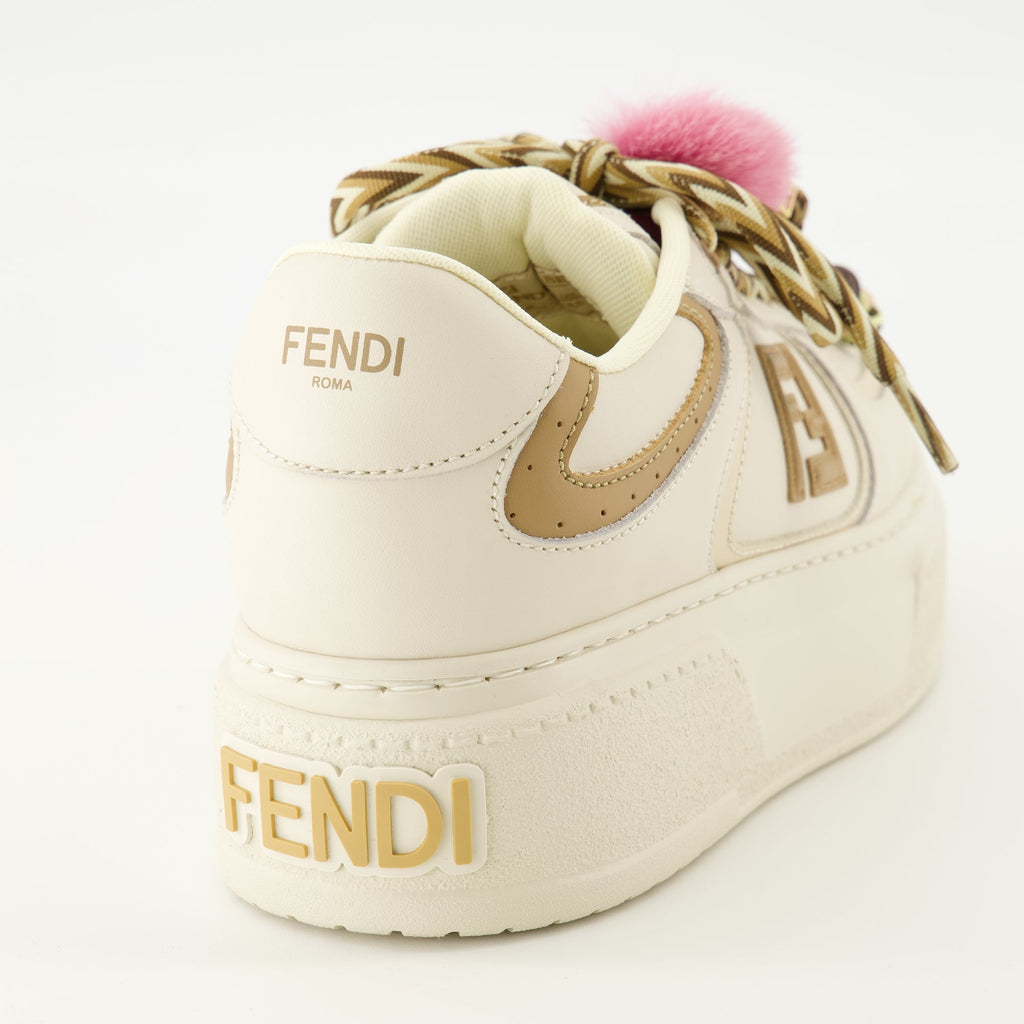 Fendi sneakers, platform sneakers, beige sneakers, calf leather footwear, non-slip sneakers